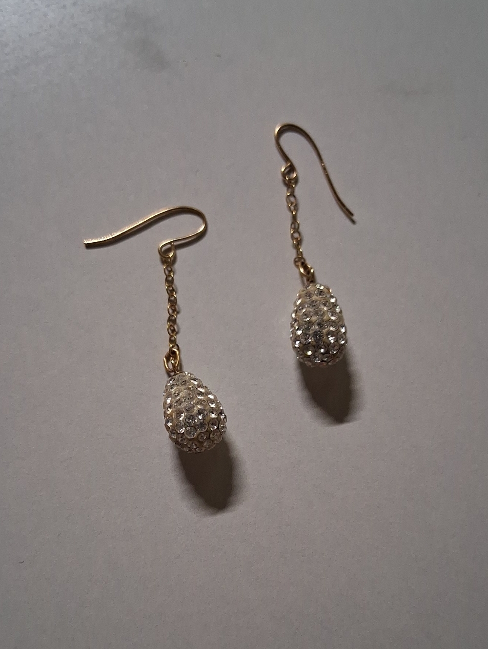 Gold Drop Crystal Dangle Earrings - Elegant Sparkle